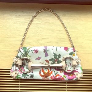 Vintage Gucci Floral Canvas & Leather Bag